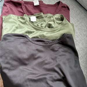 Three-Pack Scoop Neck Tops in Plum, Olive, and Charcoal